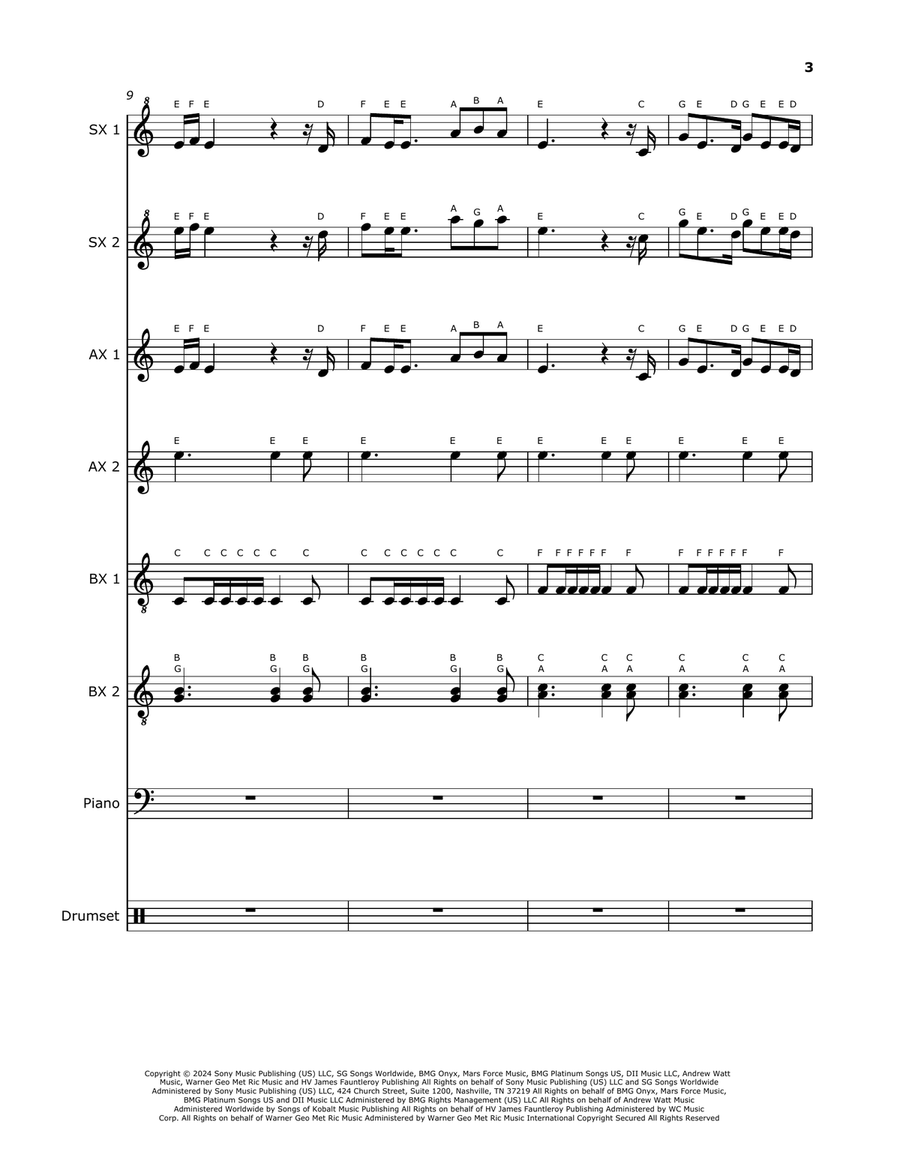 Die With A Smile by Stefani Germanotta Orff Instrument - Digital Sheet Music page 3