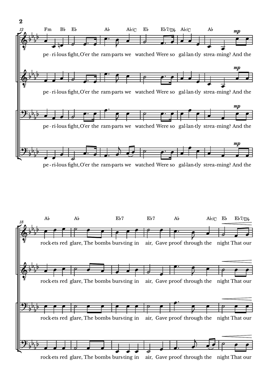 The Star-Spangled Banner - For TTBB Choir by John Stafford Smith TTBB - Digital Sheet Music page 2