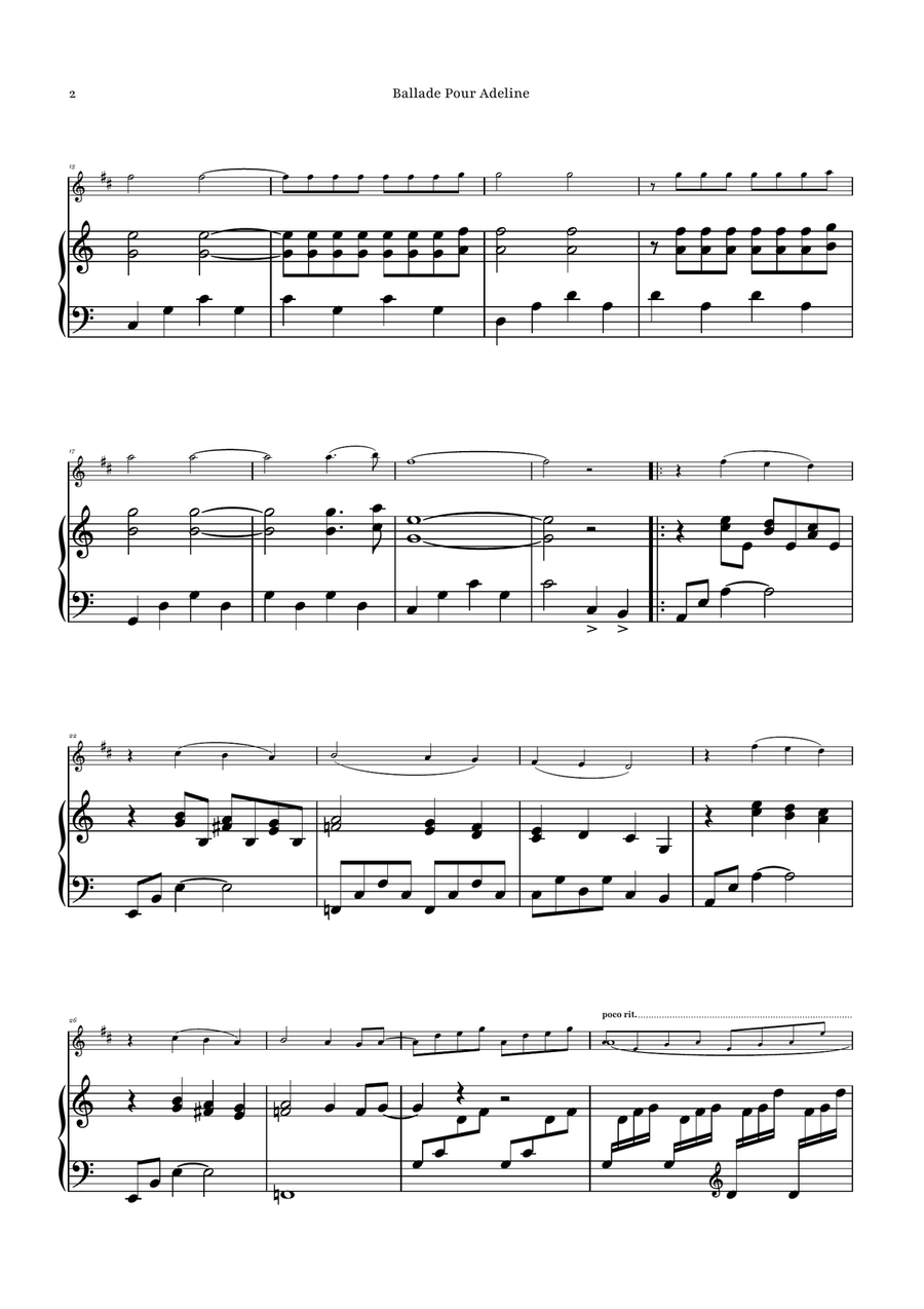 Ballade Pour Adeline by Richard Clayderman Tenor Saxophone - Digital Sheet Music page 2