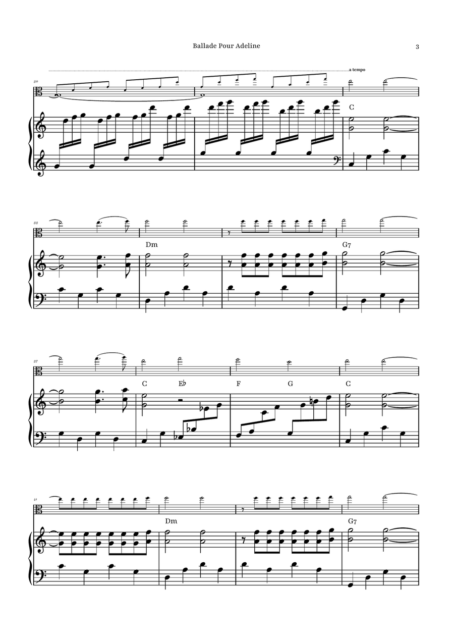 Ballade Pour Adeline by Richard Clayderman Viola - Digital Sheet Music page 3