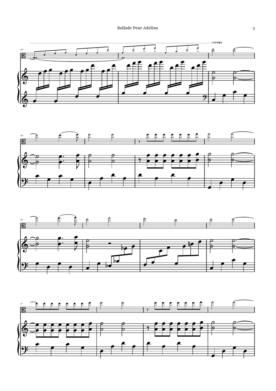 Ballade Pour Adeline by Richard Clayderman Viola - Digital Sheet Music page 3
