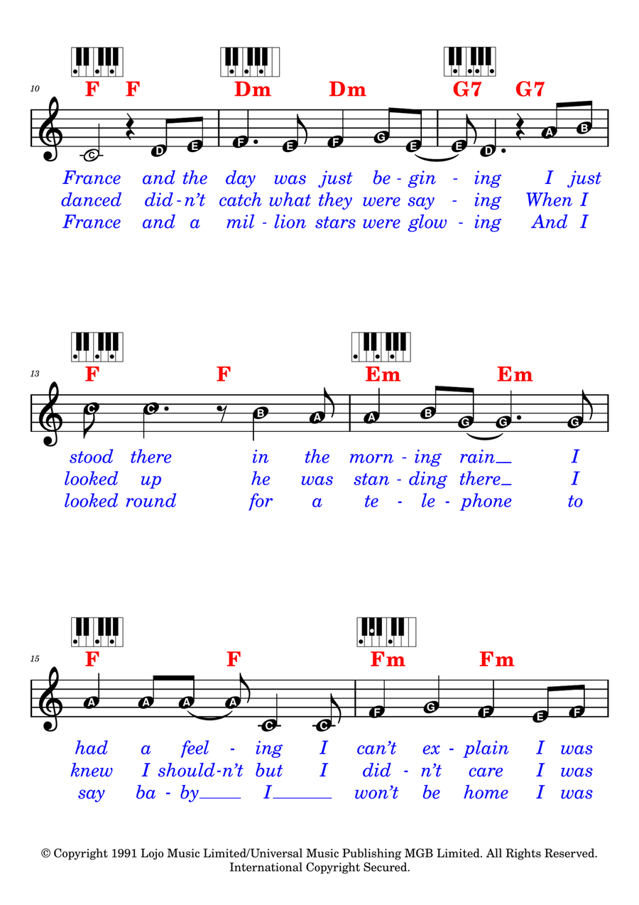 Lost In France by Bonnie Tyler Piano - Digital Sheet Music page 2