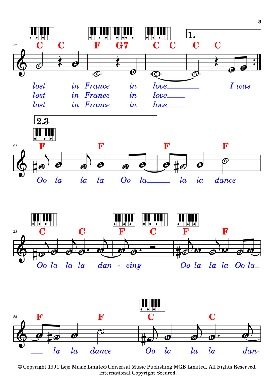 Lost In France by Bonnie Tyler Piano - Digital Sheet Music page 3