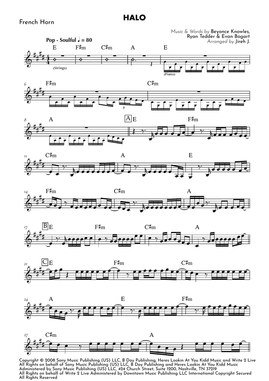 Halo by Beyonce Horn Solo - Digital Sheet Music page 2