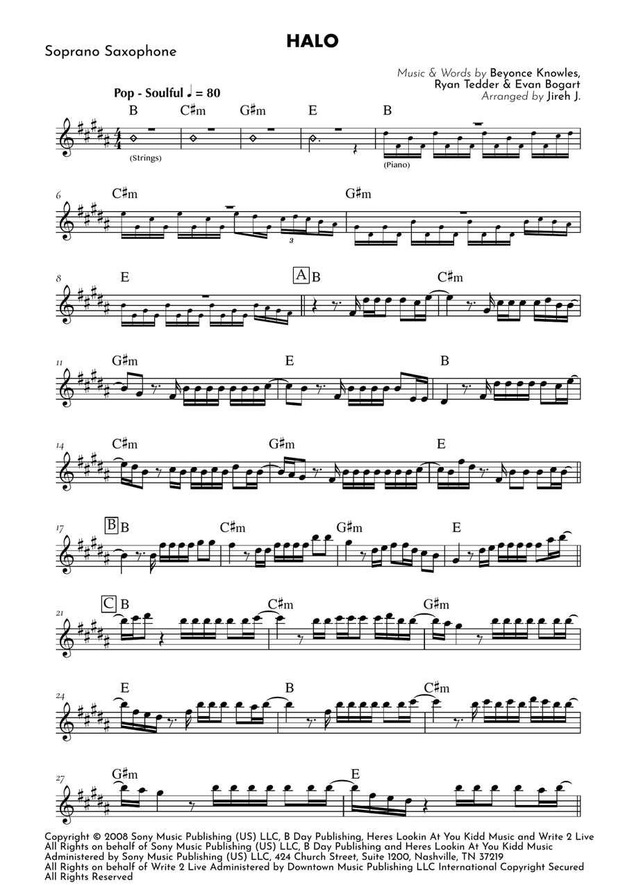 Halo by Beyonce Soprano Saxophone - Digital Sheet Music page 2