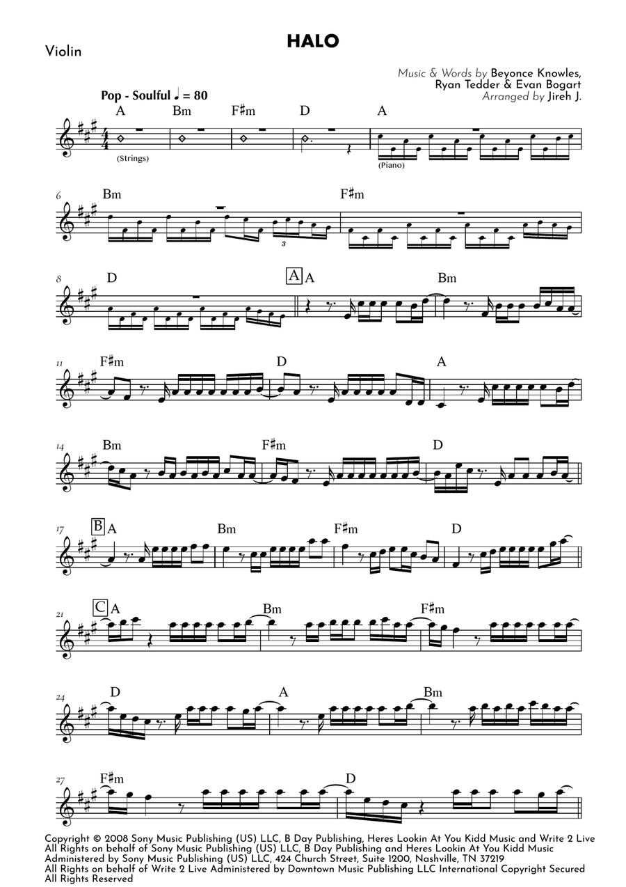 Halo by Beyonce Violin Solo - Digital Sheet Music page 2