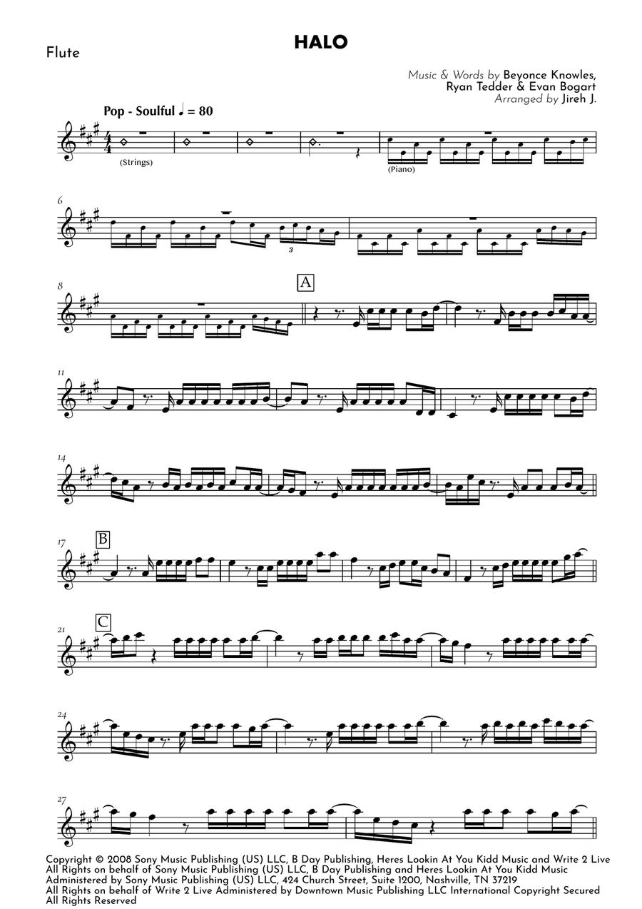 Halo by Beyonce Flute Solo - Digital Sheet Music page 2