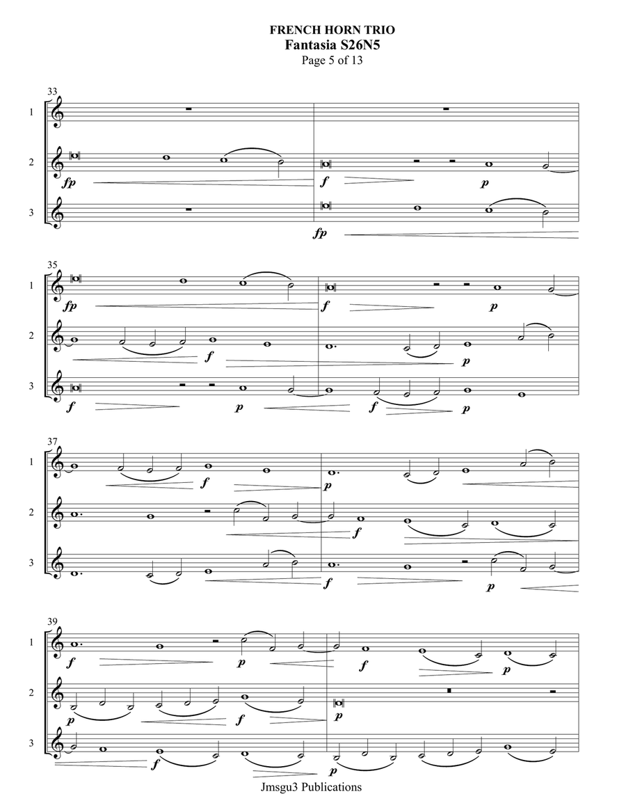 Guthrie: Fantasia S26N5 for French Horn Trio by James M. Guthrie Brass Trio - Digital Sheet Music page 5