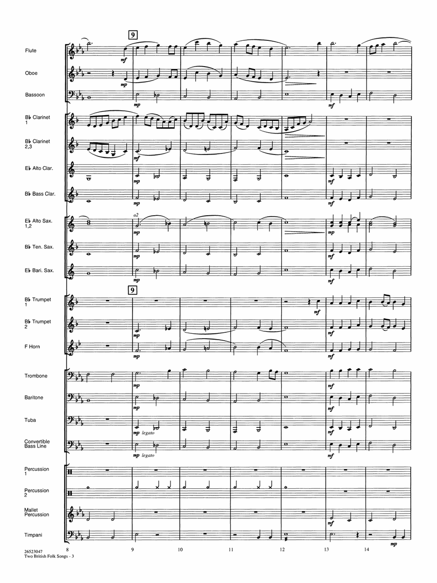 Two British Folk Songs - Full Score by Elliot Del Borgo Concert Band - Digital Sheet Music page 3