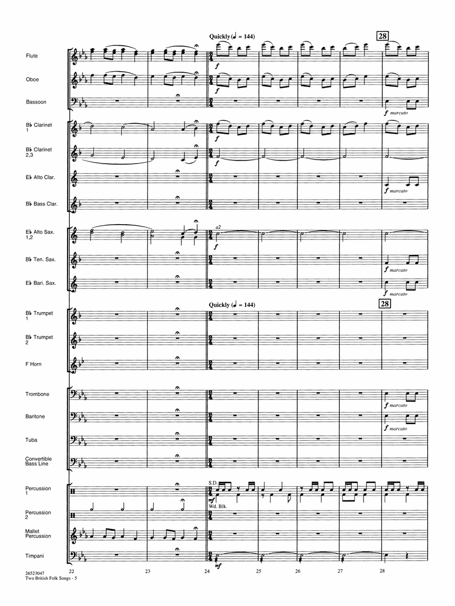 Two British Folk Songs - Full Score by Elliot Del Borgo Concert Band - Digital Sheet Music page 5