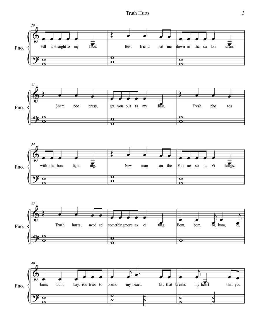 Truth Hurts by Lizzo Piano, Vocal - Digital Sheet Music page 3