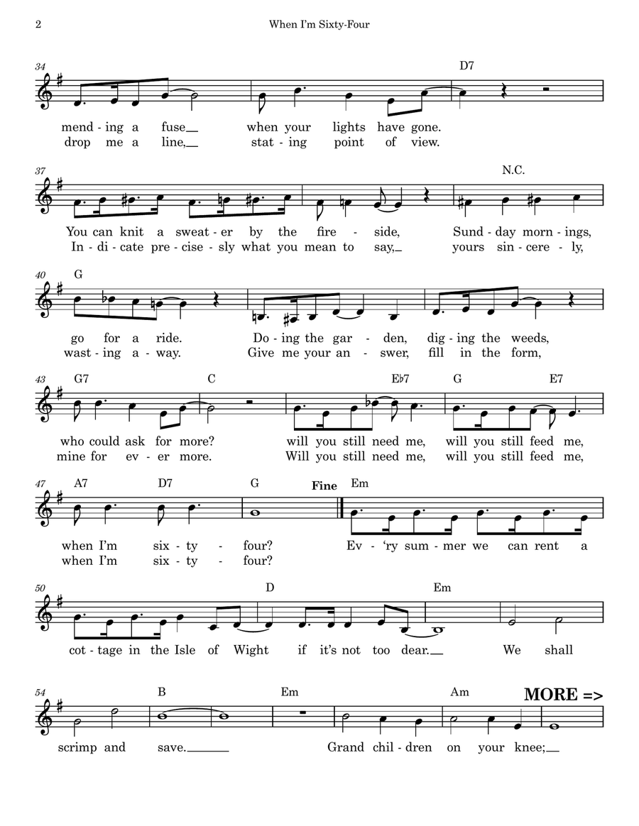 When I'm Sixty-Four by The Beatles Piano - Digital Sheet Music page 2