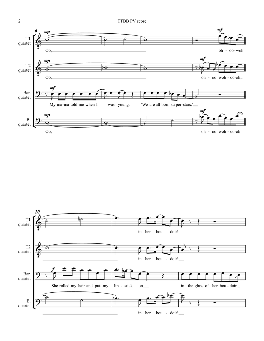 Born This Way by Lady Gaga TTBB - Digital Sheet Music page 2