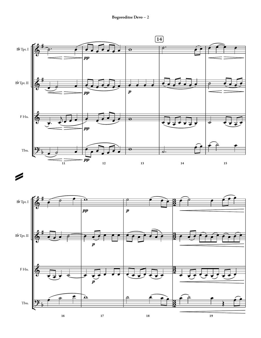 Bogoroditse Devo by Sergei Rachmaninoff Brass Quintet - Digital Sheet Music page 4
