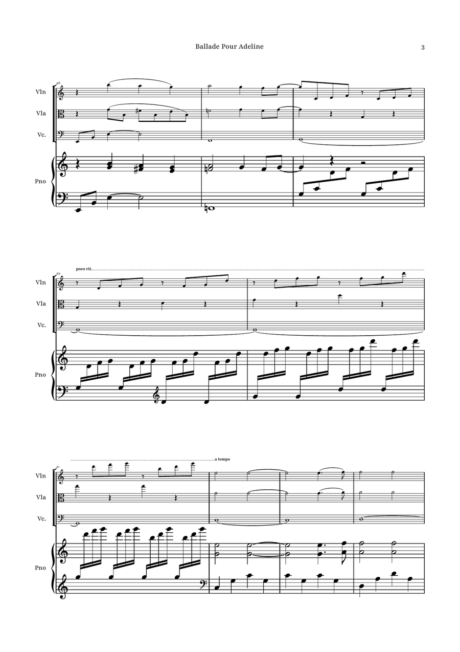 Ballade Pour Adeline by Richard Clayderman Piano Quartet - Digital Sheet Music page 3