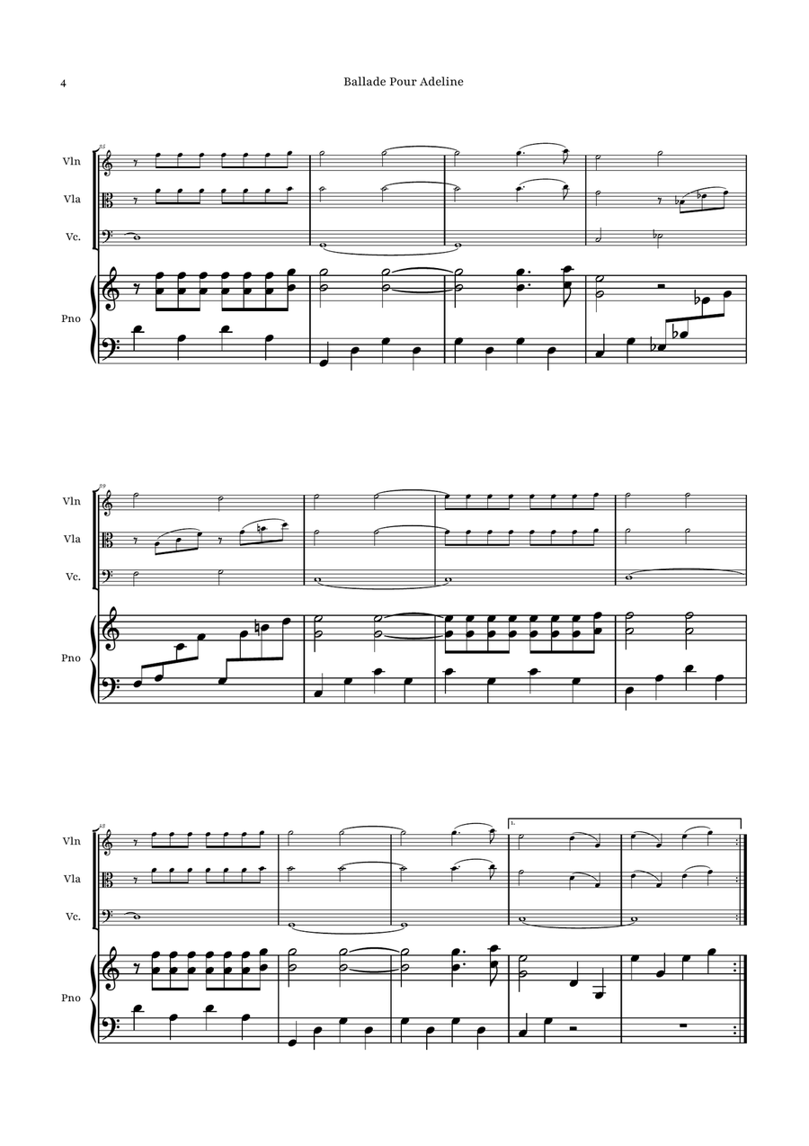 Ballade Pour Adeline by Richard Clayderman Piano Quartet - Digital Sheet Music page 4