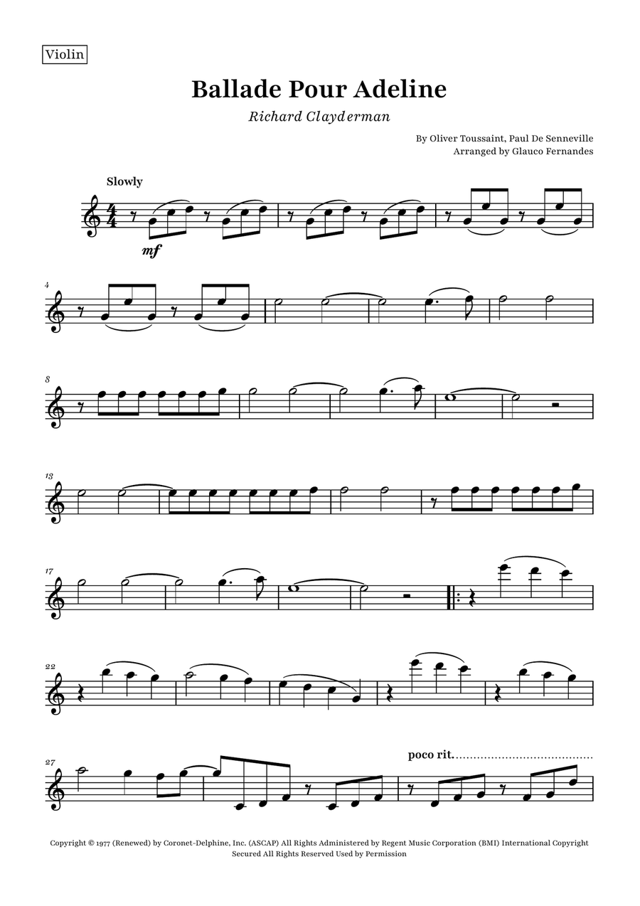 Ballade Pour Adeline by Richard Clayderman String Trio - Digital Sheet Music page 4