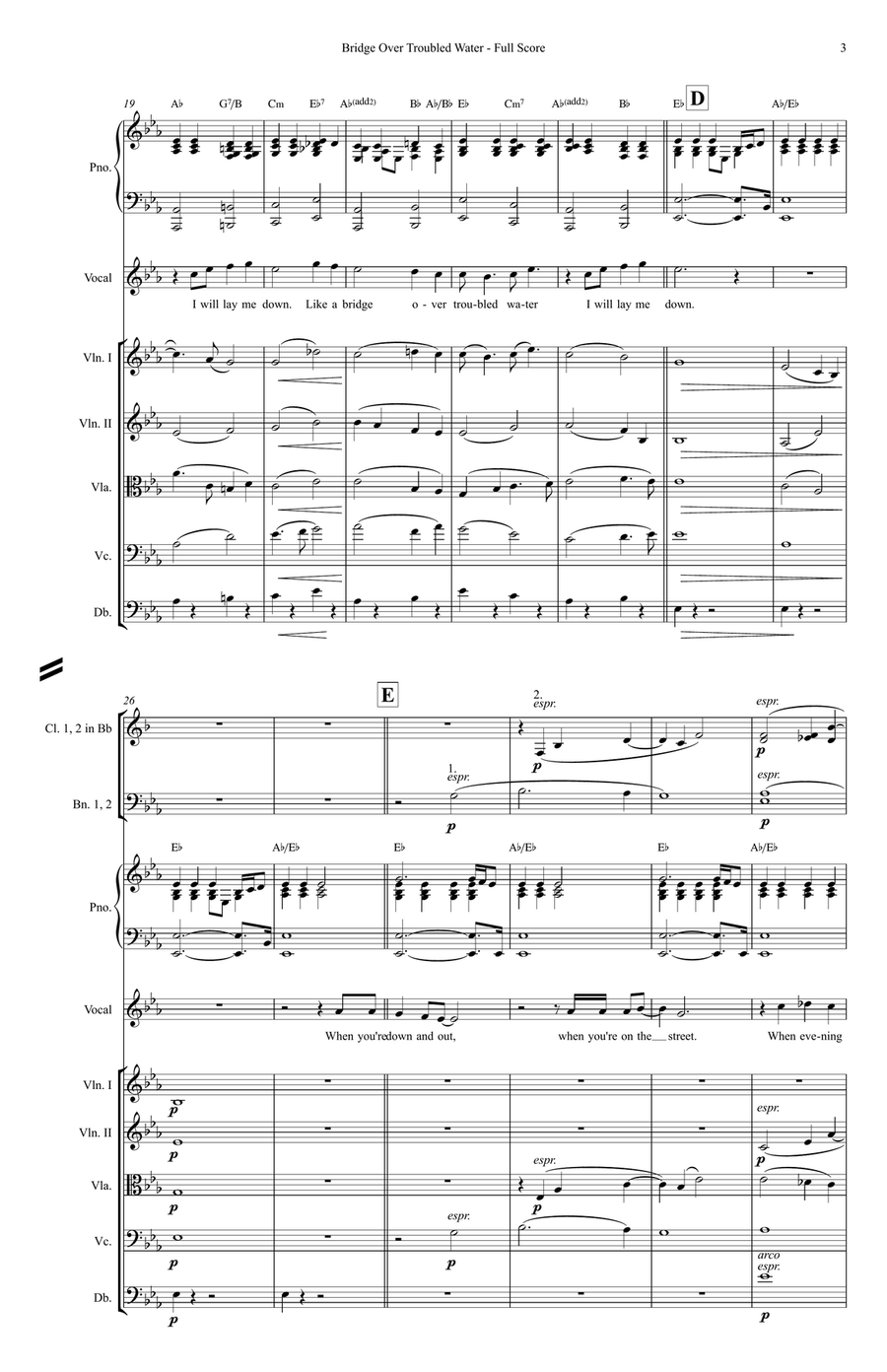 Bridge Over Troubled Water by Simon And Garfunkel Full Orchestra - Digital Sheet Music page 3