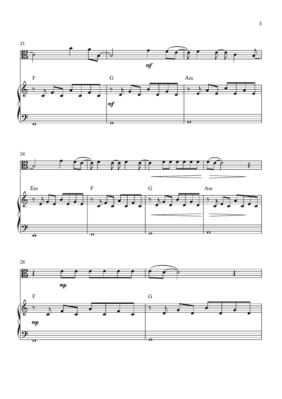 In Your Shadow I Can Shine by Tokio Hotel Viola - Digital Sheet Music page 3
