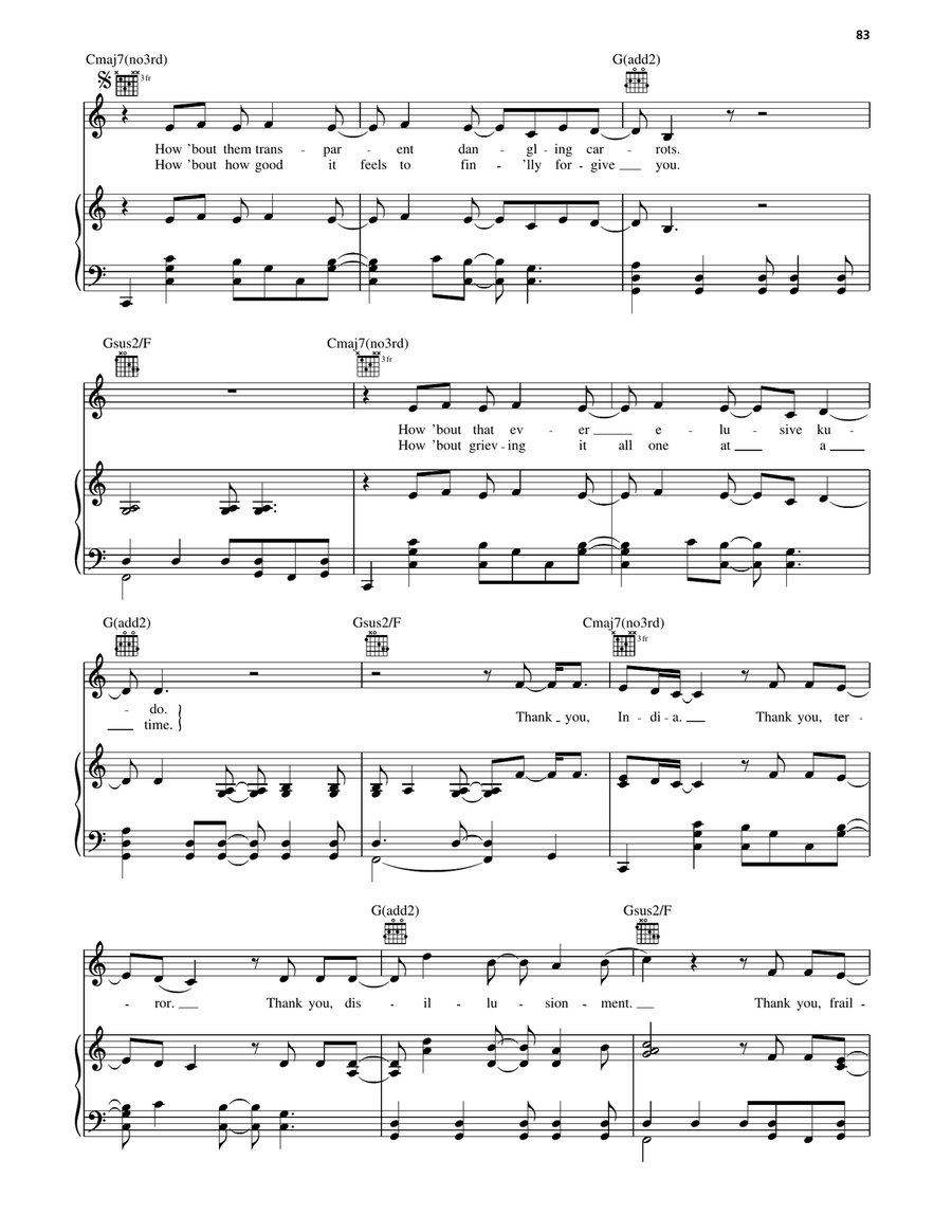 Thank U by Alanis Morissette Piano, Vocal, Guitar - Digital Sheet Music page 2