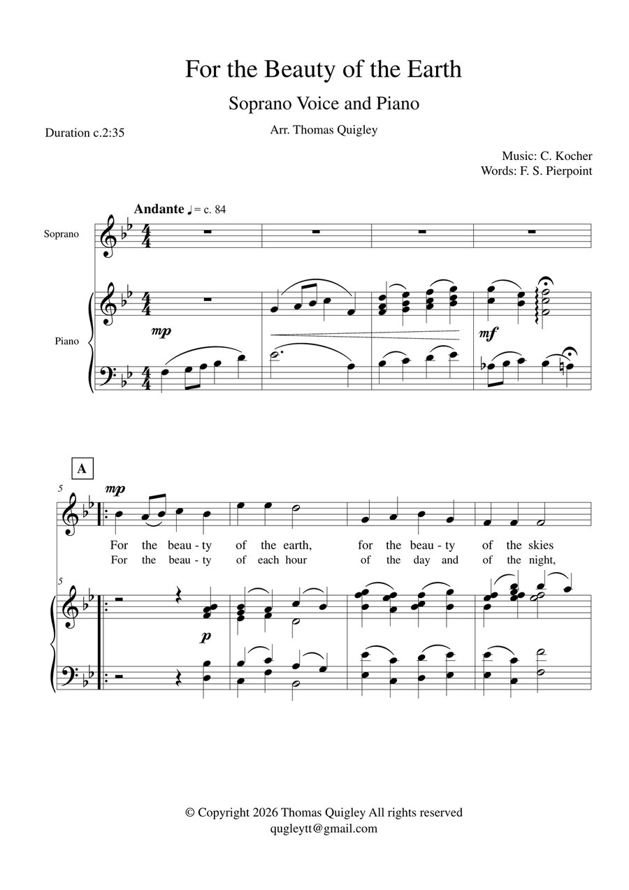 For the Beauty of the Earth Soprano Voice - Digital Sheet Music page 2