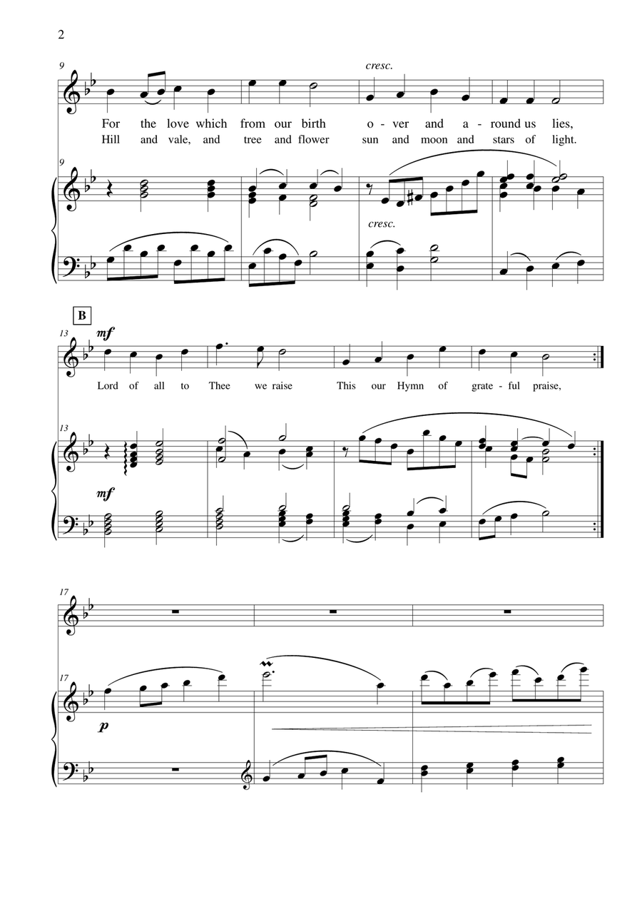 For the Beauty of the Earth Soprano Voice - Digital Sheet Music page 3