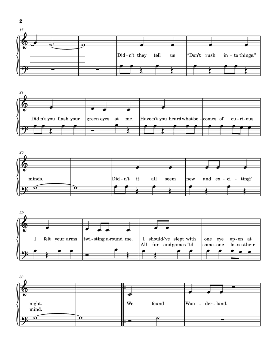 Wonderland by Taylor Swift Easy Piano - Digital Sheet Music page 2
