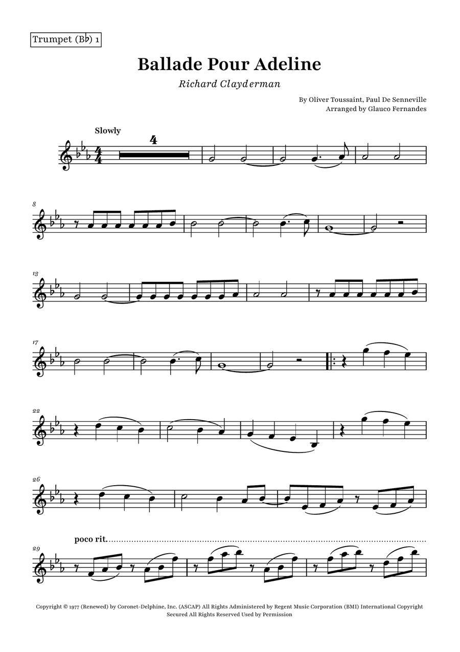 Ballade Pour Adeline by Richard Clayderman Brass Quartet - Digital Sheet Music page 5