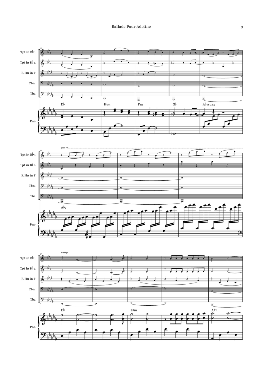 Ballade Pour Adeline by Richard Clayderman Brass Quintet - Digital Sheet Music page 3