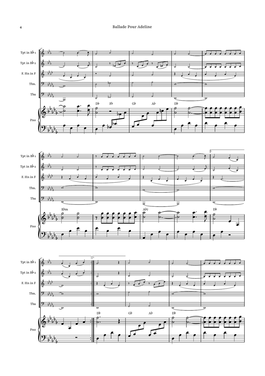 Ballade Pour Adeline by Richard Clayderman Brass Quintet - Digital Sheet Music page 4