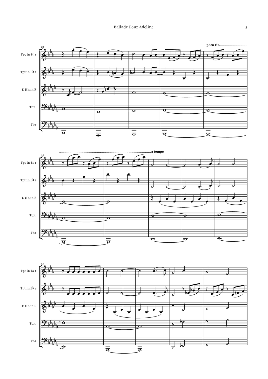Ballade Pour Adeline by Richard Clayderman Brass Quintet - Digital Sheet Music page 3