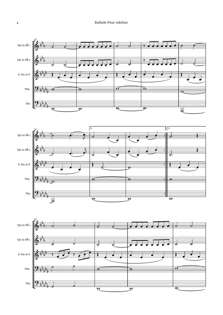 Ballade Pour Adeline by Richard Clayderman Brass Quintet - Digital Sheet Music page 4