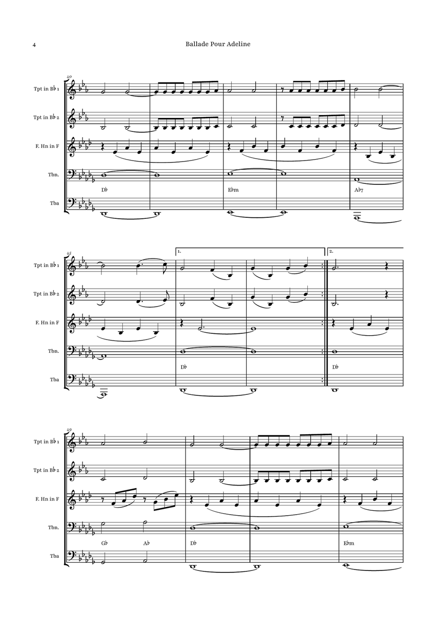 Ballade Pour Adeline by Richard Clayderman Brass Quintet - Digital Sheet Music page 4