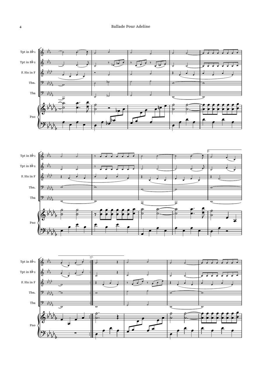 Ballade Pour Adeline by Richard Clayderman Brass Quintet - Digital Sheet Music page 4