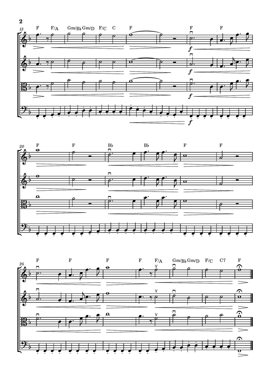 The Battle Hymn of The Republic - For String Quartet in F major by Julia Ward Howe String Quartet - Digital Sheet Music page 3