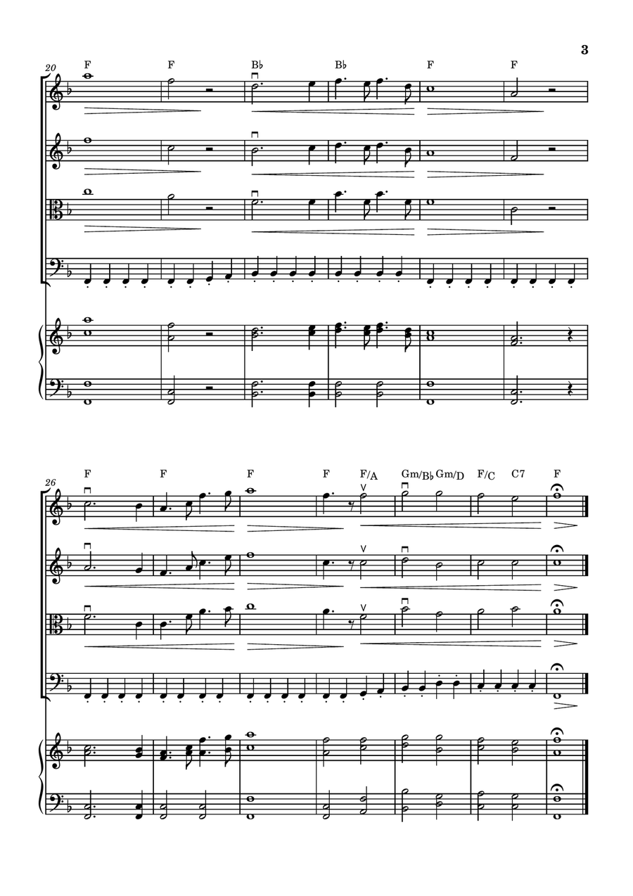 The Battle Hymn of The Republic - For String Quartet (With Piano accompaniment) in F major by Julia Ward Howe String Quartet - Digital Sheet Music page 4