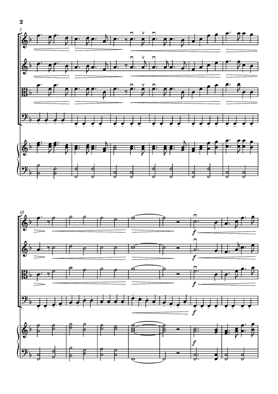 The Battle Hymn of The Republic - For String Quartet (With Piano accompaniment) in F major by Julia Ward Howe String Quartet - Digital Sheet Music page 3