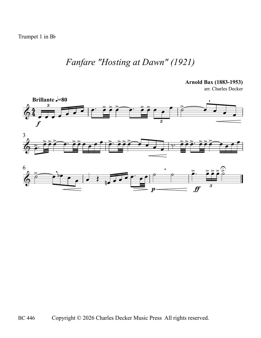Fanfare Hosting at Dawn for Brass Choir by Arnold Bax Brass Ensemble - Digital Sheet Music page 3