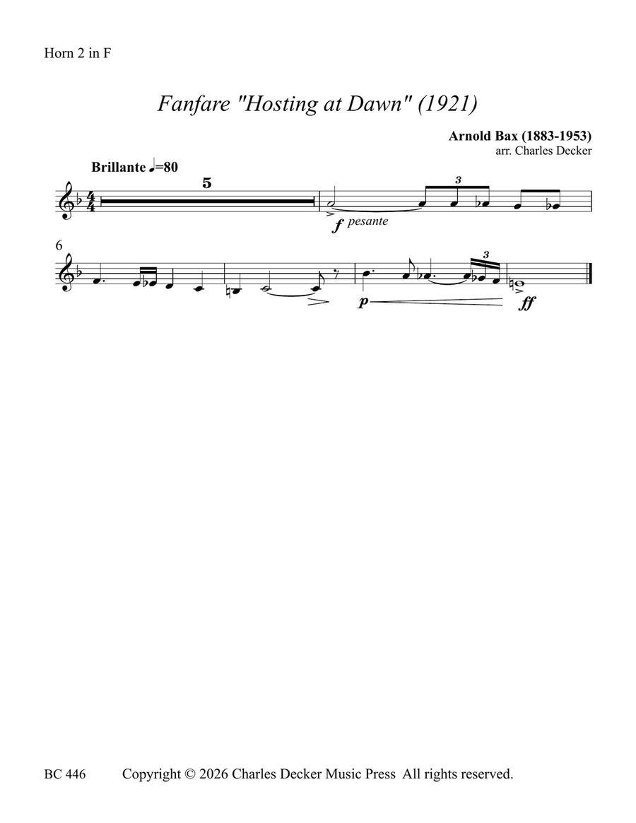 Fanfare Hosting at Dawn for Brass Choir by Arnold Bax Brass Ensemble - Digital Sheet Music page 4