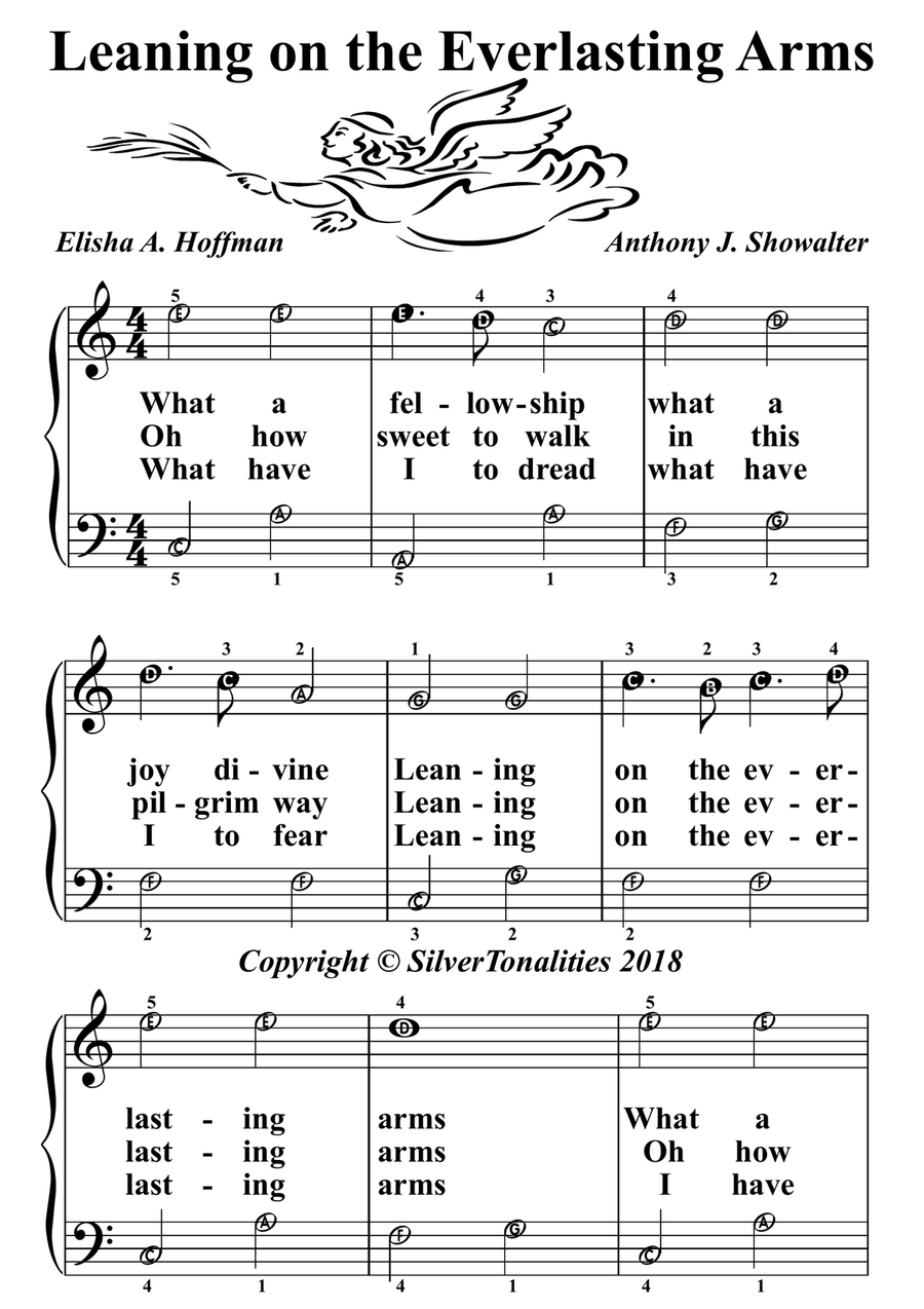 Leaning on the Everlasting Arms Easy Piano Large Print Sheet Music by SilverTonalities Easy Piano - Digital Sheet Music page 2