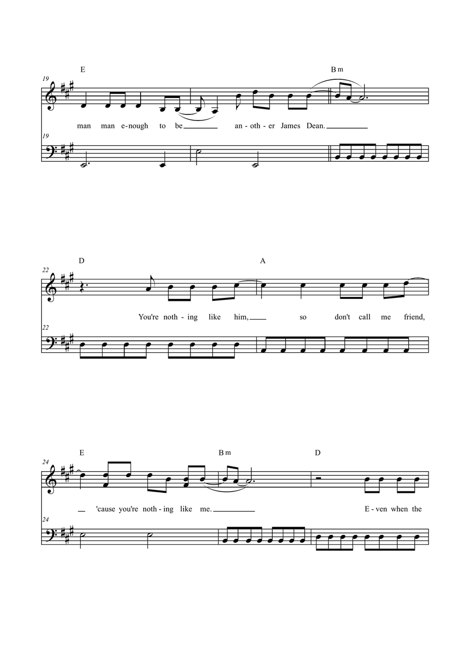Mr. James Dean by Hilary Duff Easy Piano - Digital Sheet Music page 3