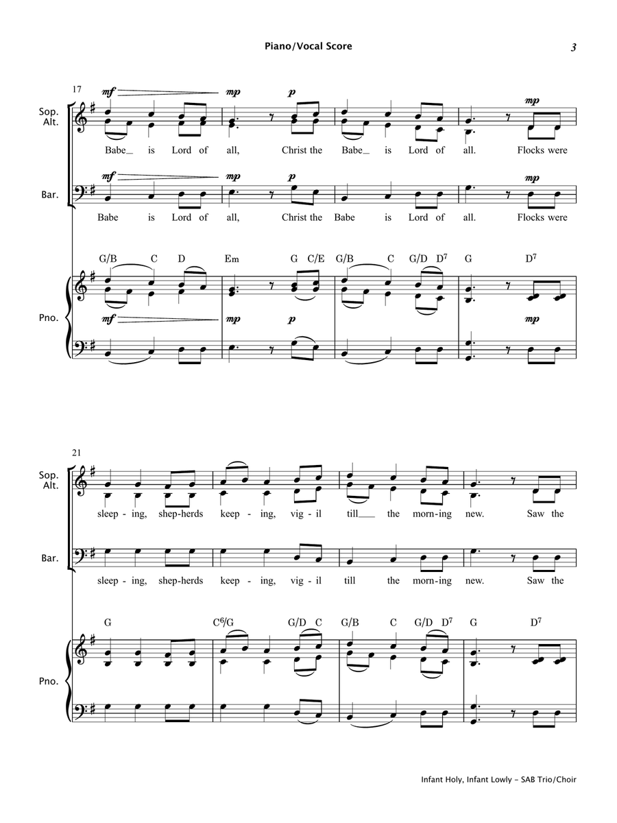 Infant Holy, Infant Lowly (SAB Choir) by Traditional 3-Part - Digital Sheet Music page 4