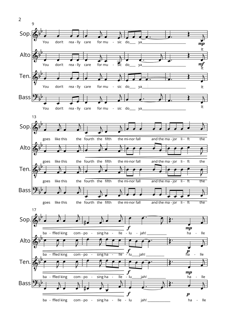 Hallelujah by Leonard Cohen 4-Part - Digital Sheet Music page 2