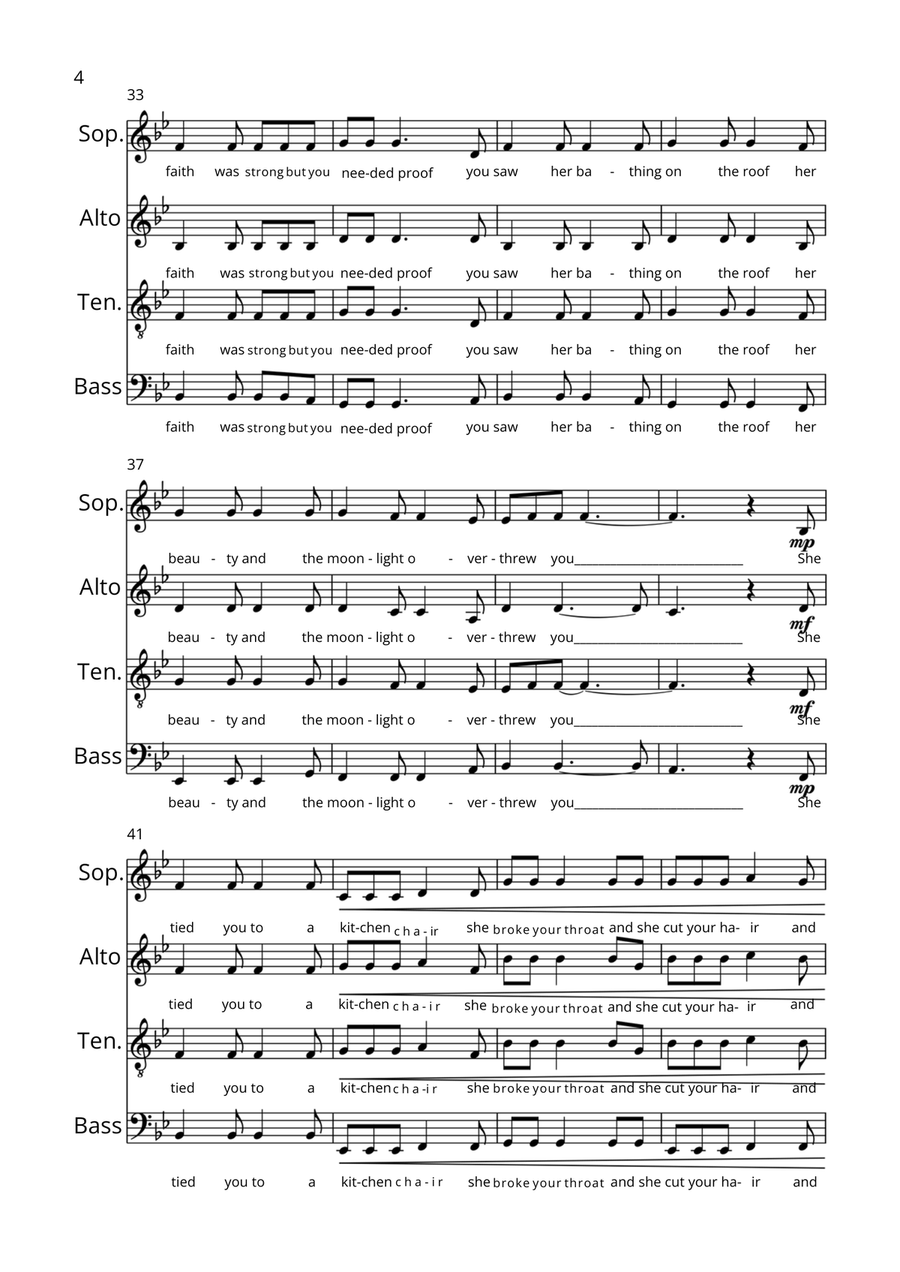 Hallelujah by Leonard Cohen 4-Part - Digital Sheet Music page 4