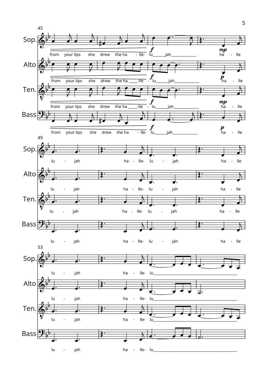 Hallelujah by Leonard Cohen 4-Part - Digital Sheet Music page 5