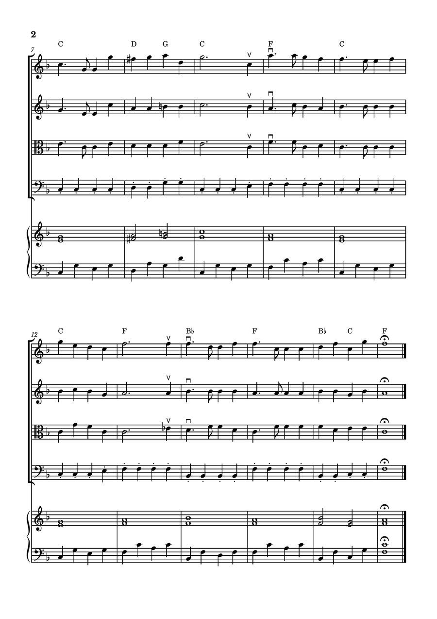 America The Beautiful - For String Quartet (With Piano accompaniment) in F major by Samuel Ward String Quartet - Digital Sheet Music page 2