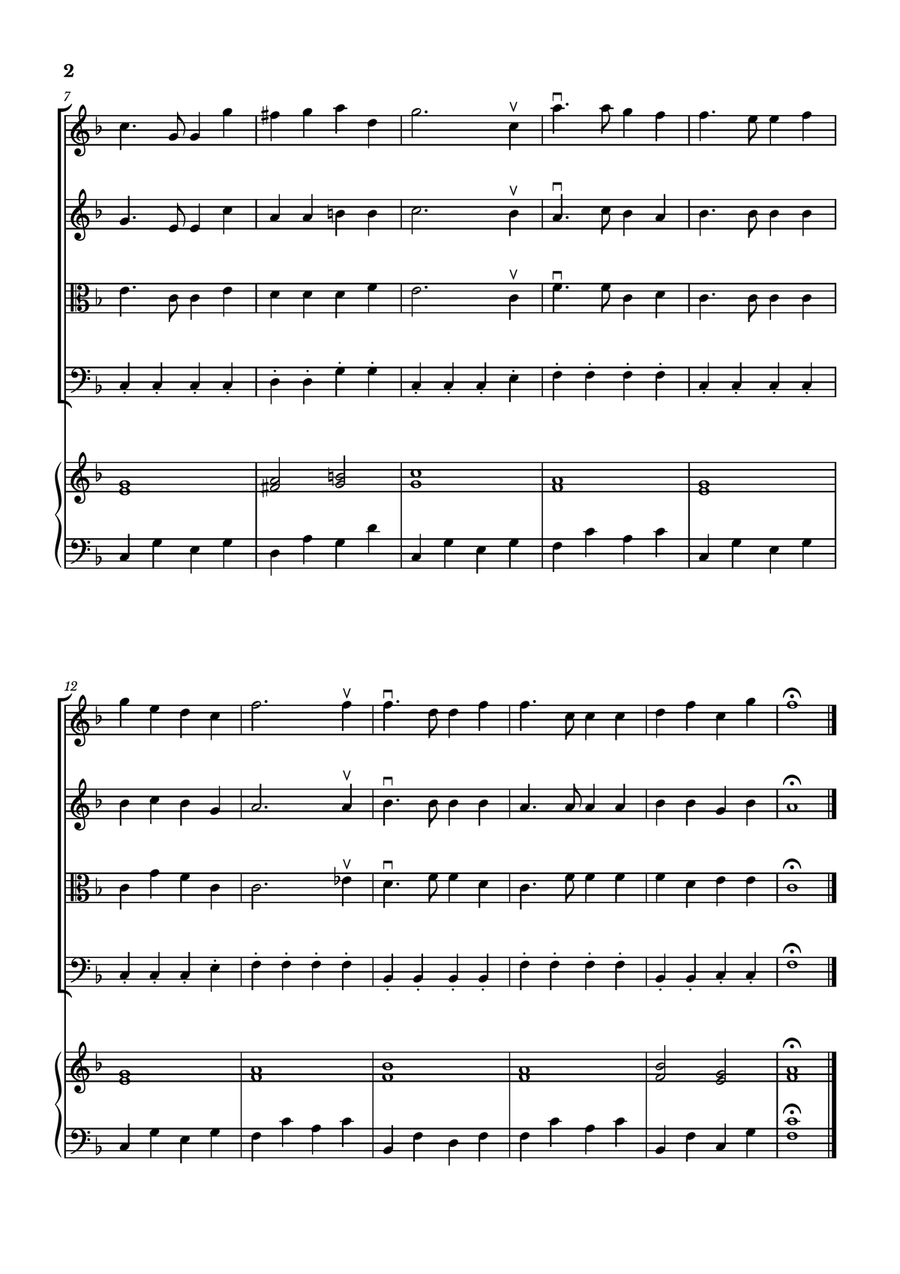 America The Beautiful - For String Quartet (With Piano accompaniment) in F major by Samuel Ward String Quartet - Digital Sheet Music page 2