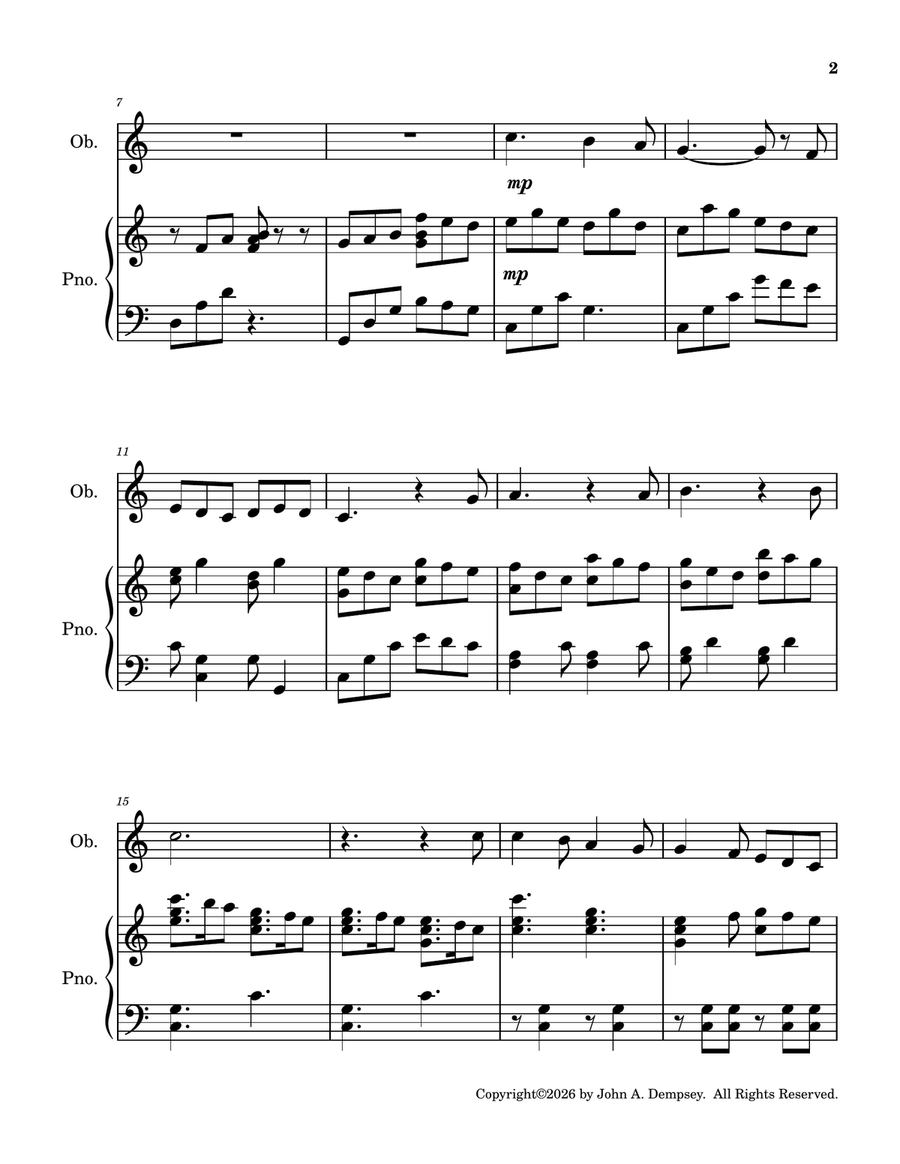 Joy to the World (Oboe and Piano) by John A. Dempsey Piano - Digital Sheet Music page 6