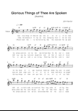 Glorious Things of Thee Are Spoken (Austria) - Voice Lead Sheet in D Easy with Chords and Lyrics