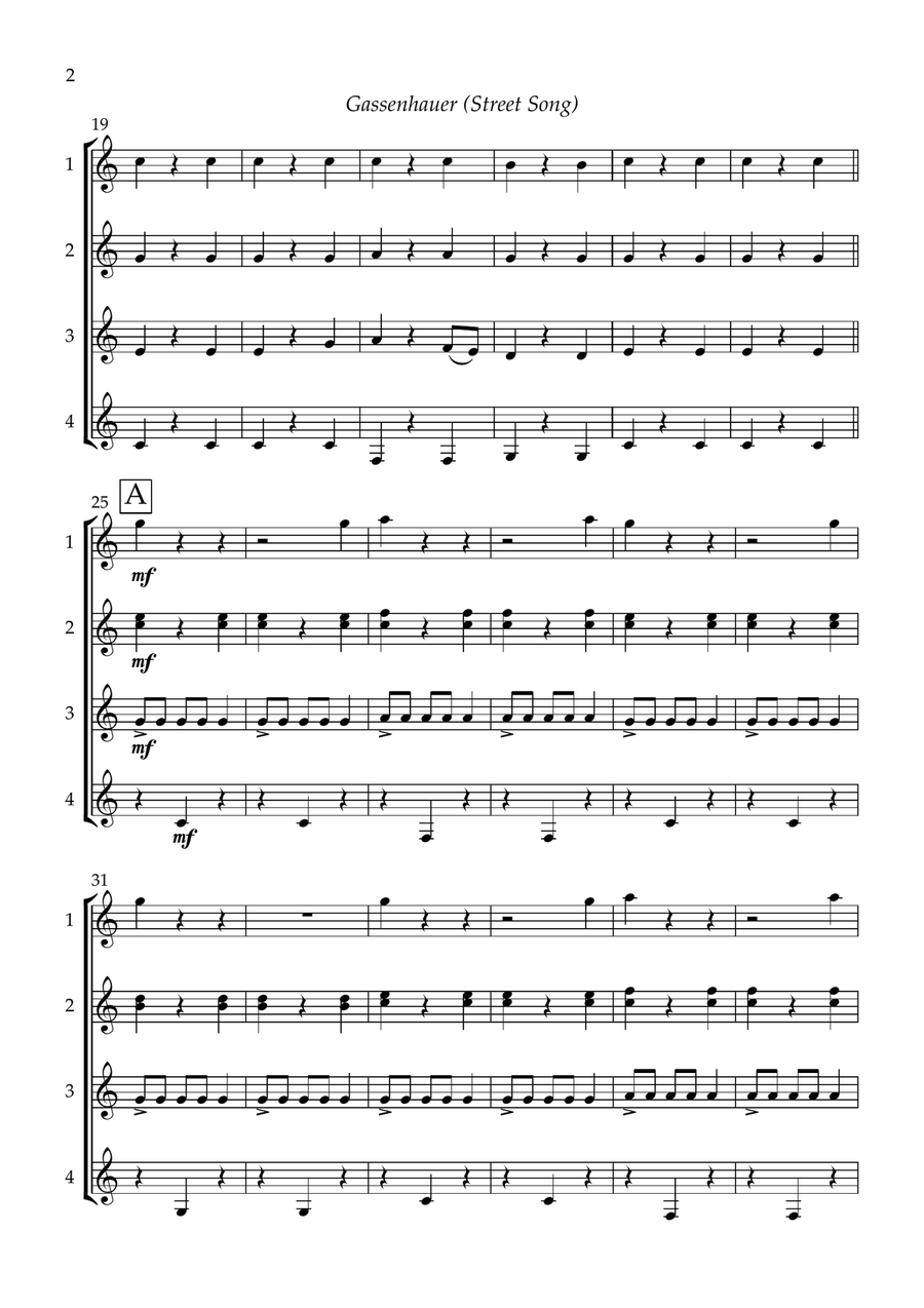 Gassenhauer (Street Song) by Hans Neusiedler arr. for guitar quartet. Guitar Ensemble - Digital Sheet Music page 4